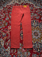 Jacob Cohen Rare Luxury Handmade Italian Salmon Red Straight Fit Jeans - 34