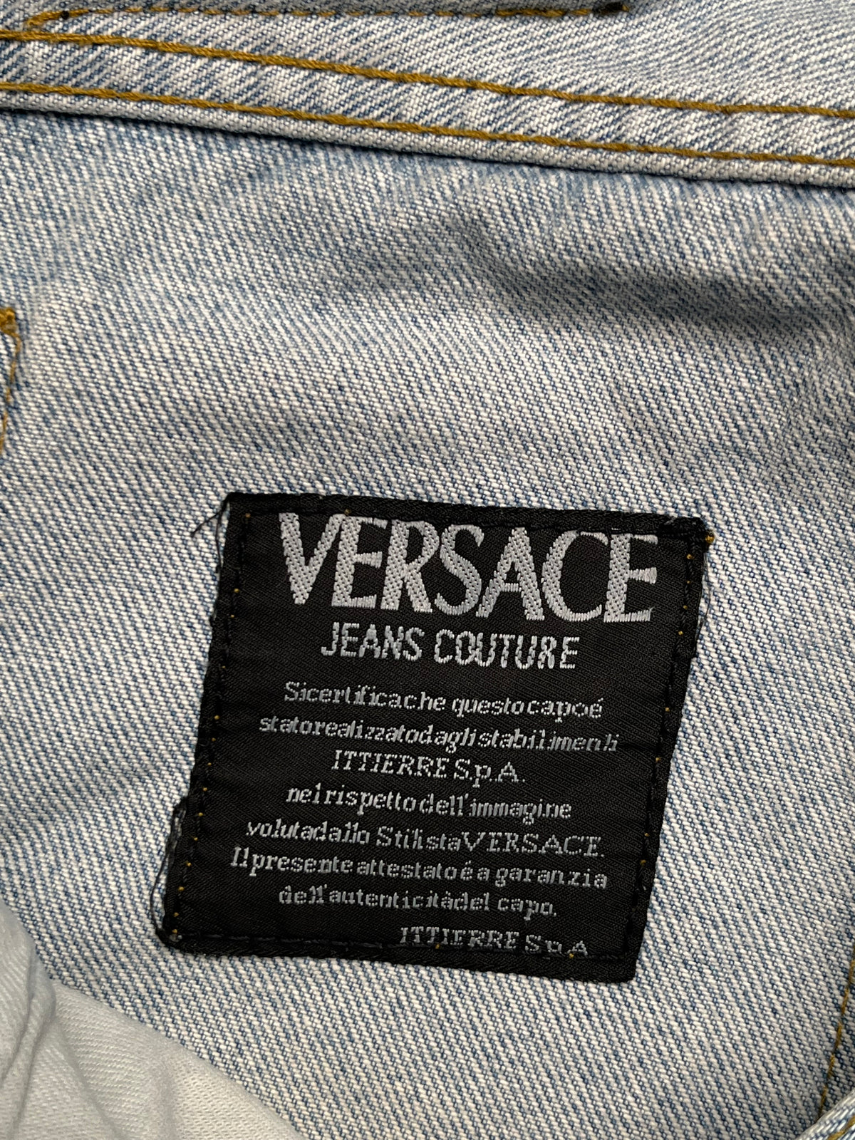 Vintage Versace Jeans Couture Patchwork Spellout Light Washed Jeans - 32