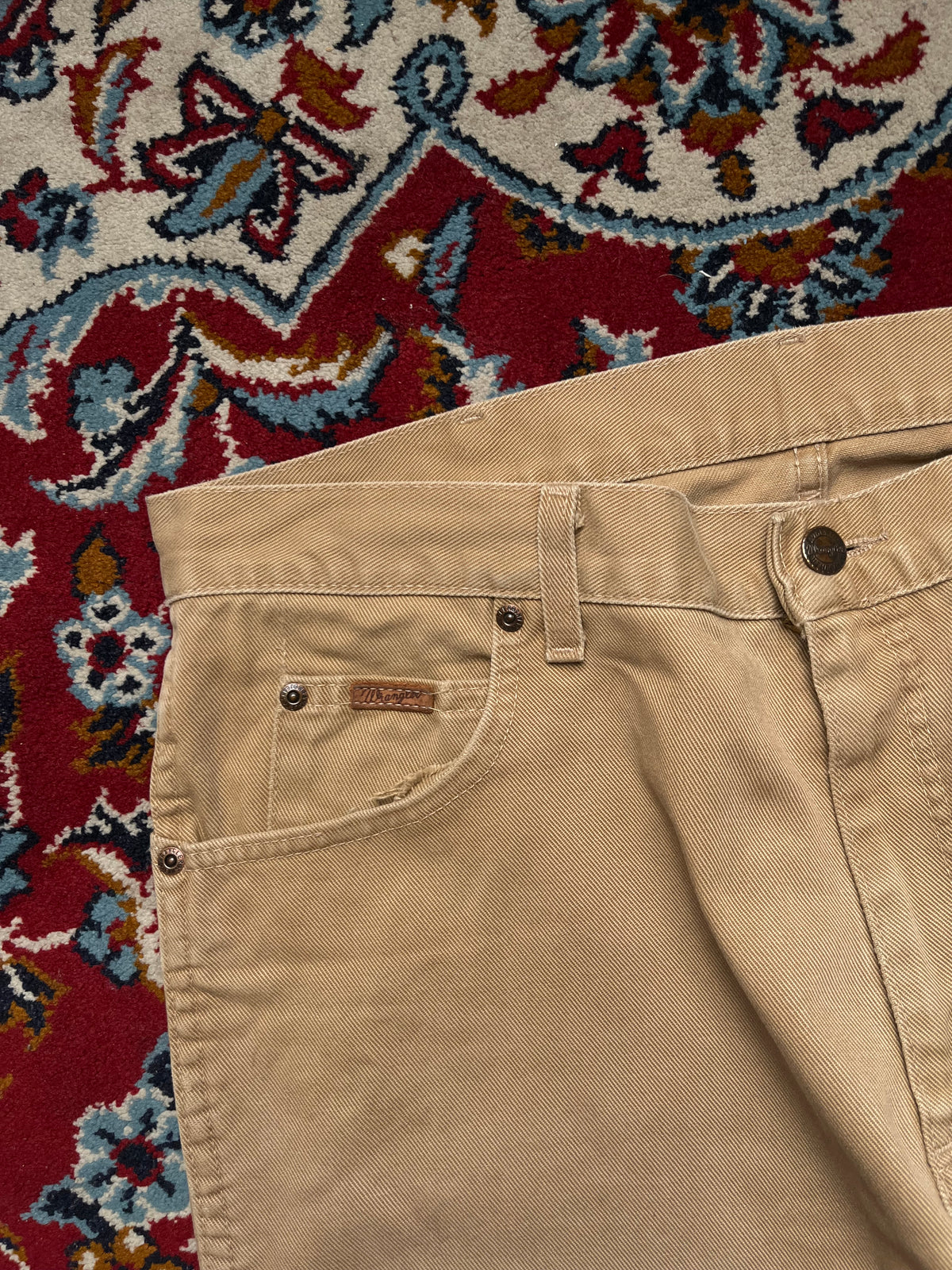 Vintage Wrangler Beige Tan Straight Fit Jeans - 34