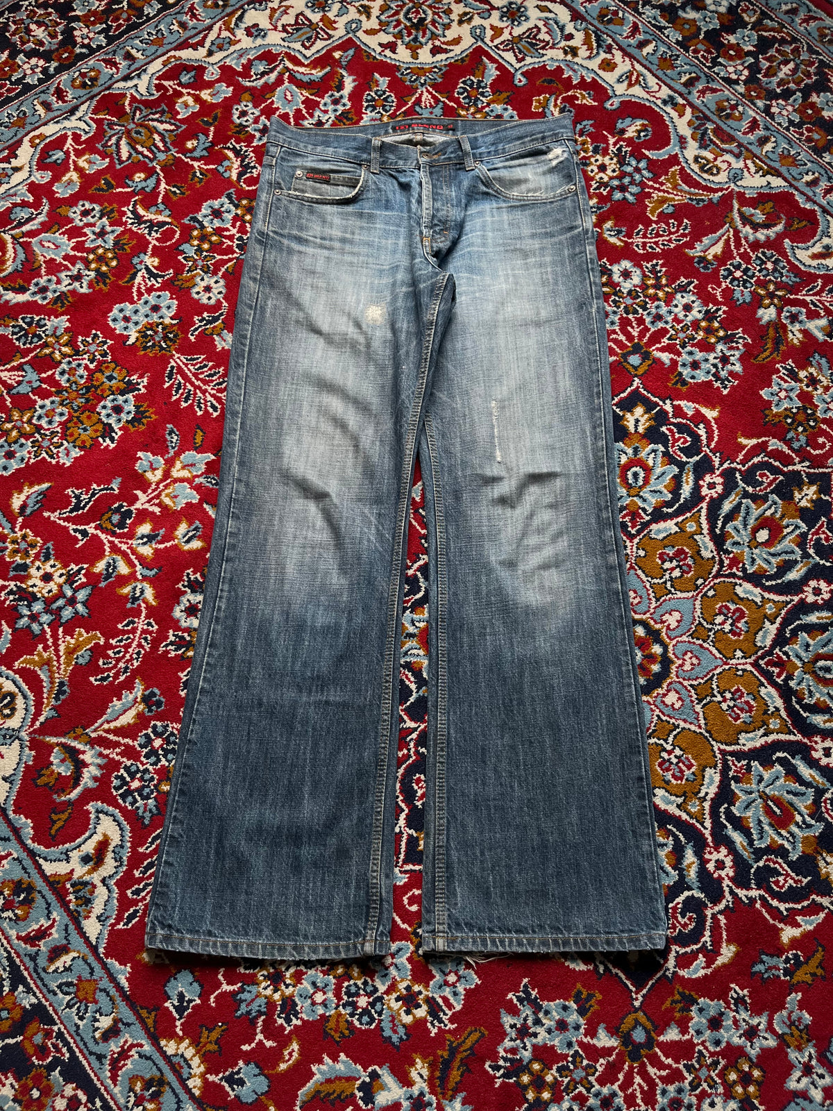 Vintage Blend Distressed Washed Bootcut Jeans - 34