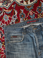 Vintage Blend Distressed Washed Bootcut Jeans - 34