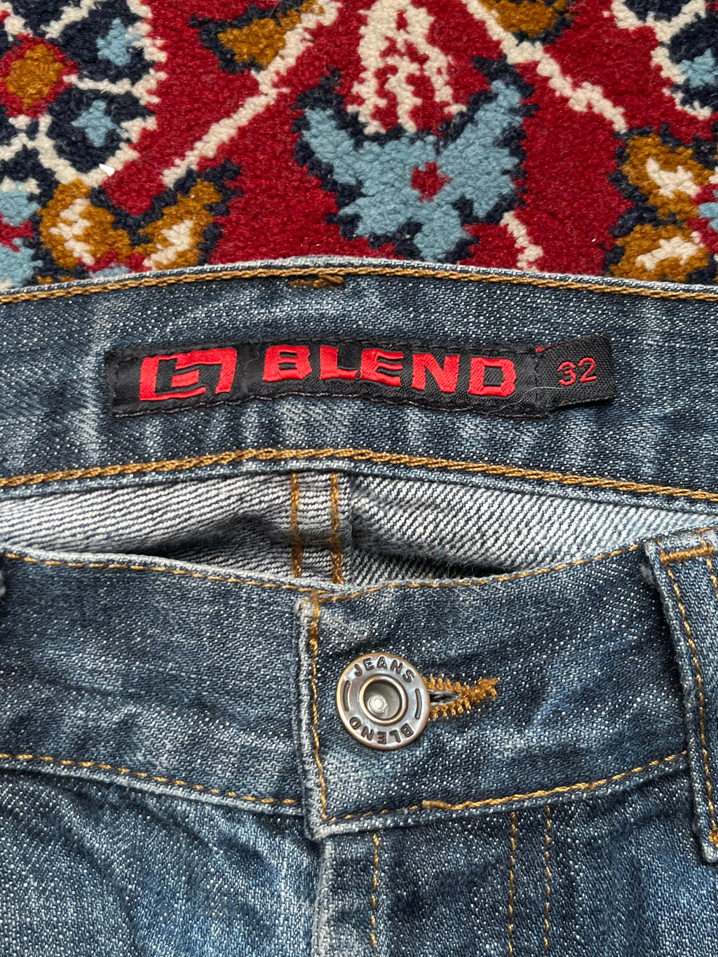 Vintage Blend Distressed Washed Bootcut Jeans - 34