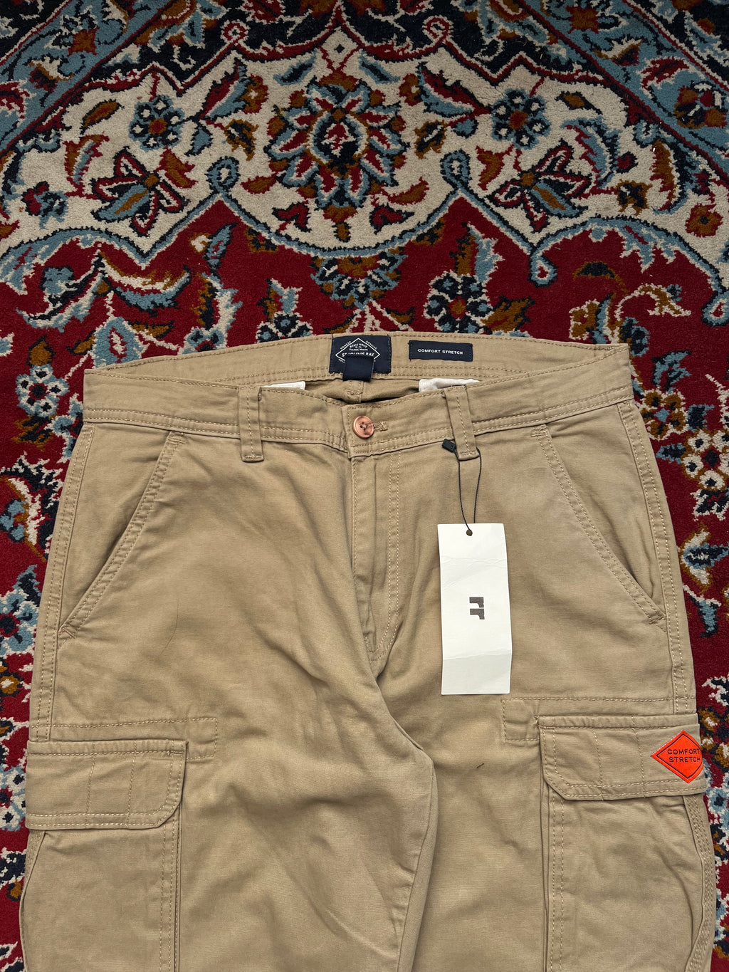 St. John's Bay Comfort Straight Fit Khaki Tan Cargo Pants - 32