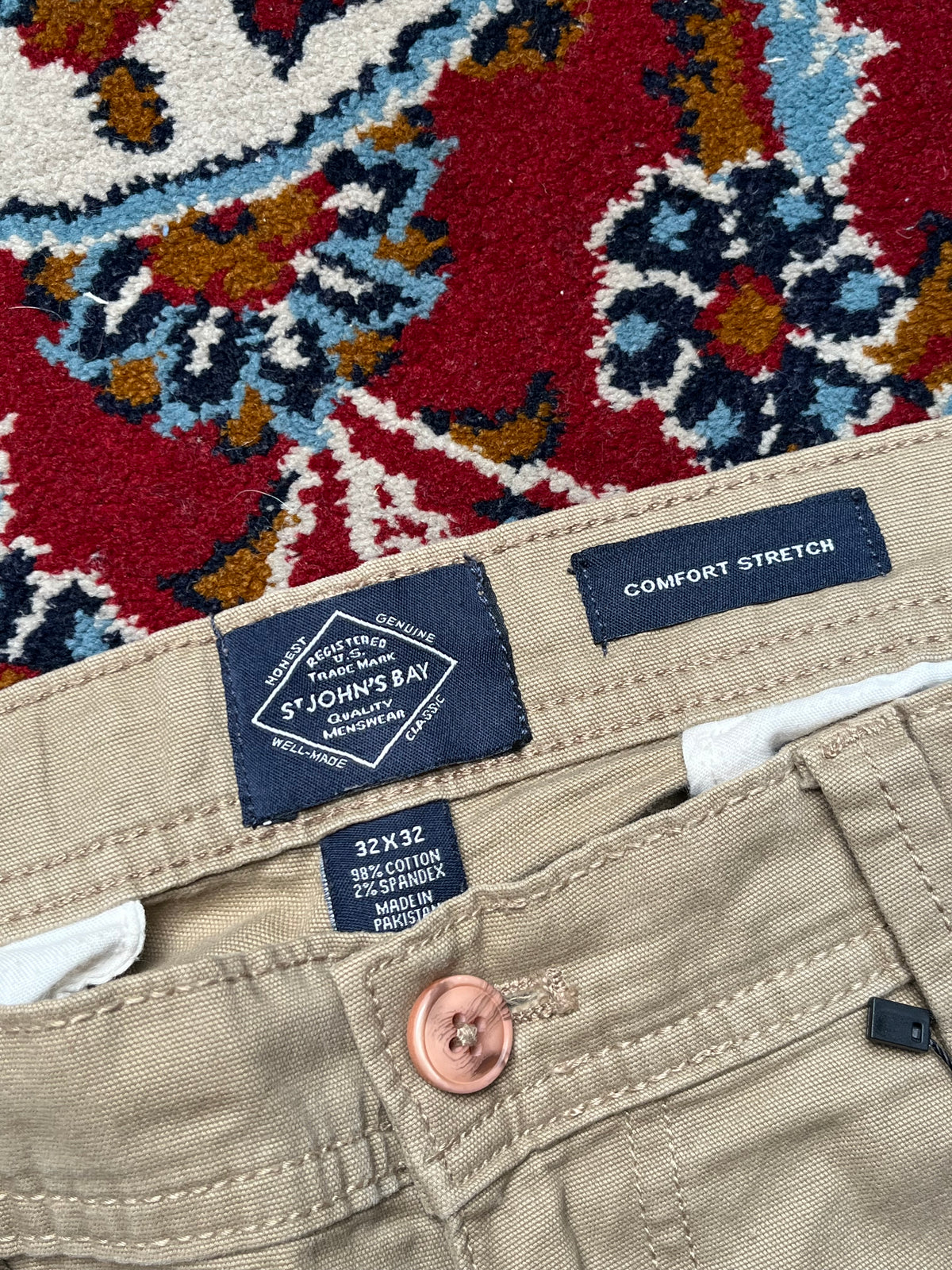 St. John's Bay Comfort Straight Fit Khaki Tan Cargo Pants - 32