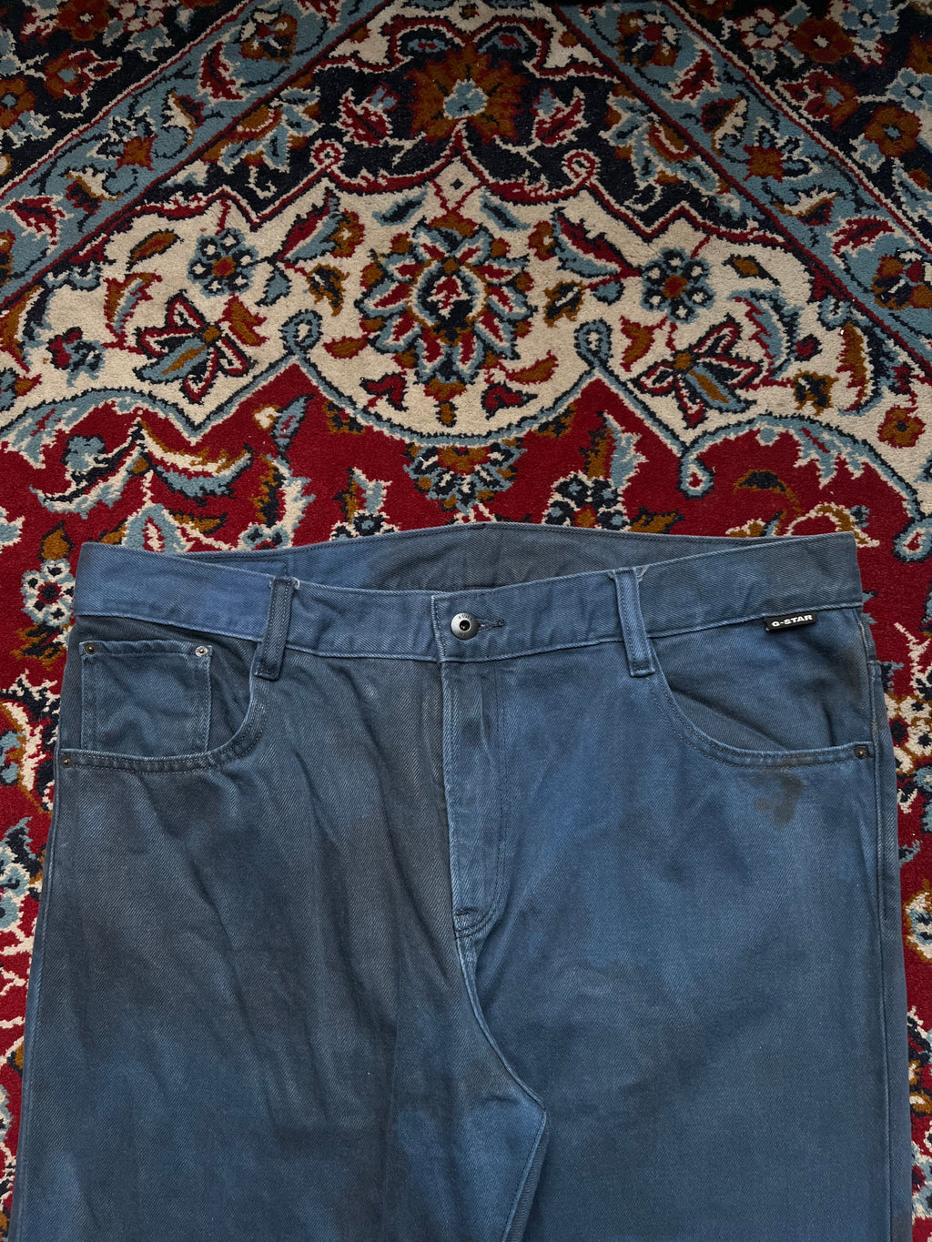 G-Star RAW Viktoria High Straight Fit Teal Blue Distressed JEANS - 36