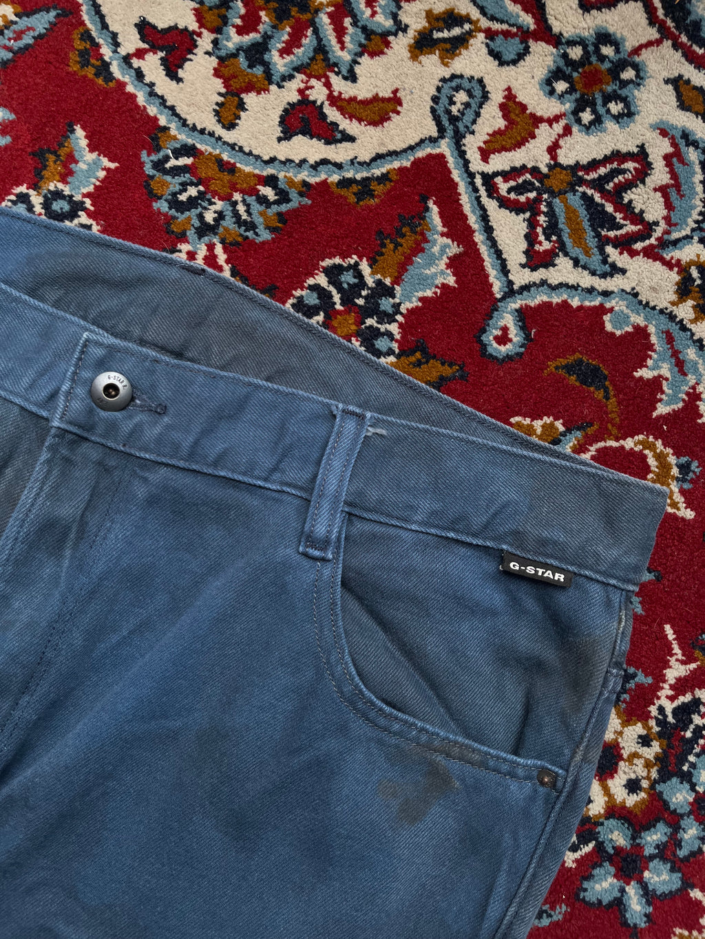 G-Star RAW Viktoria High Straight Fit Teal Blue Distressed JEANS - 36
