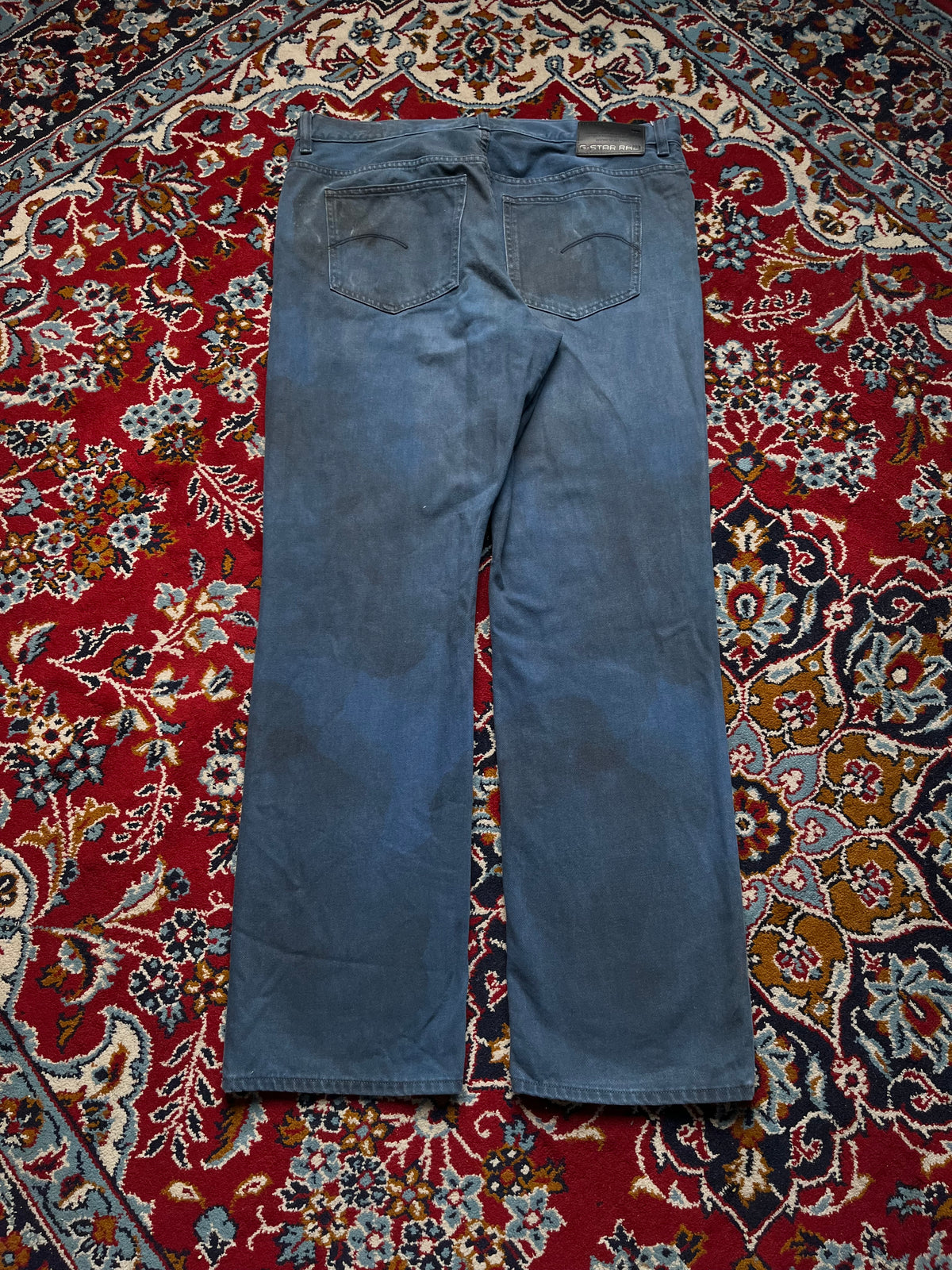 G-Star RAW Viktoria High Straight Fit Teal Blue Distressed JEANS - 36