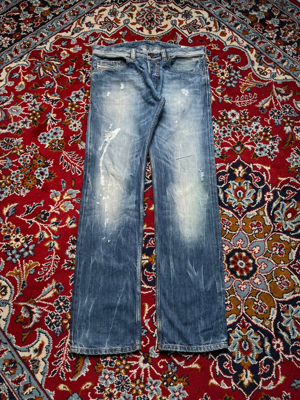 Diesel Safado Straight Fit 008B9 Distressed Medium Washed JEANS - 34