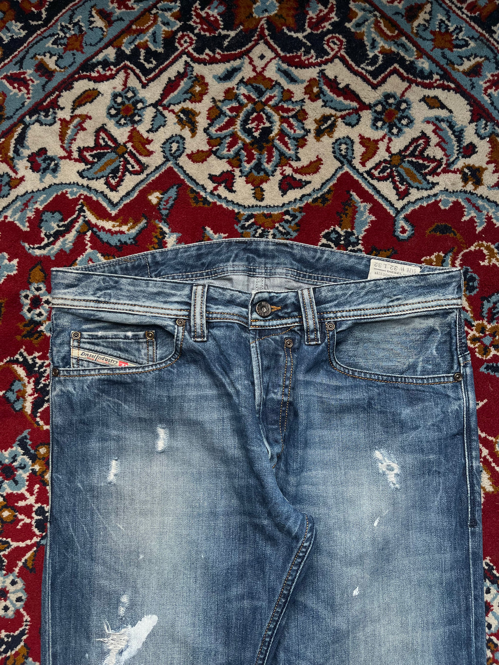 Diesel Safado Straight Fit 008B9 Distressed Medium Washed JEANS - 34