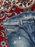 Diesel Safado Straight Fit 008B9 Distressed Medium Washed JEANS - 34