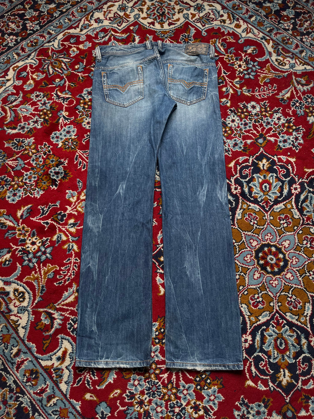 Diesel Safado Straight Fit 008B9 Distressed Medium Washed JEANS - 34