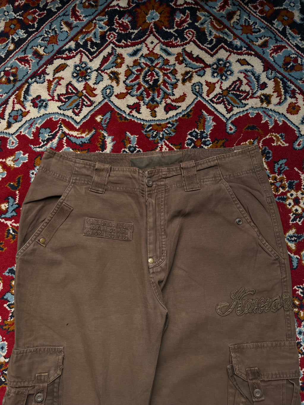 Vintage Kamora Multi Pocket Canvas Brown Cargo JEANS - 34