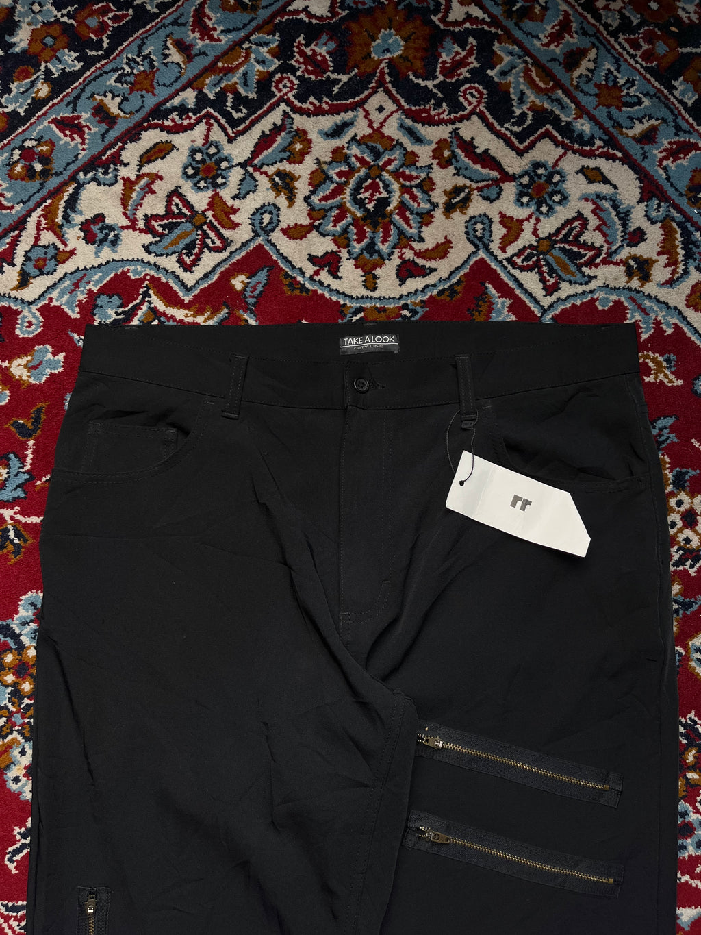 Take A Look City Line Multi Zip Stretch Black JEANS - 36