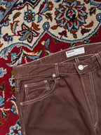 Bershka 90s Wide Fit Contrast Stitch Brown JEANS - 34