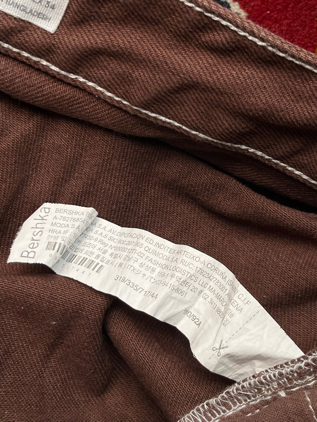 Bershka 90s Wide Fit Contrast Stitch Brown JEANS - 34