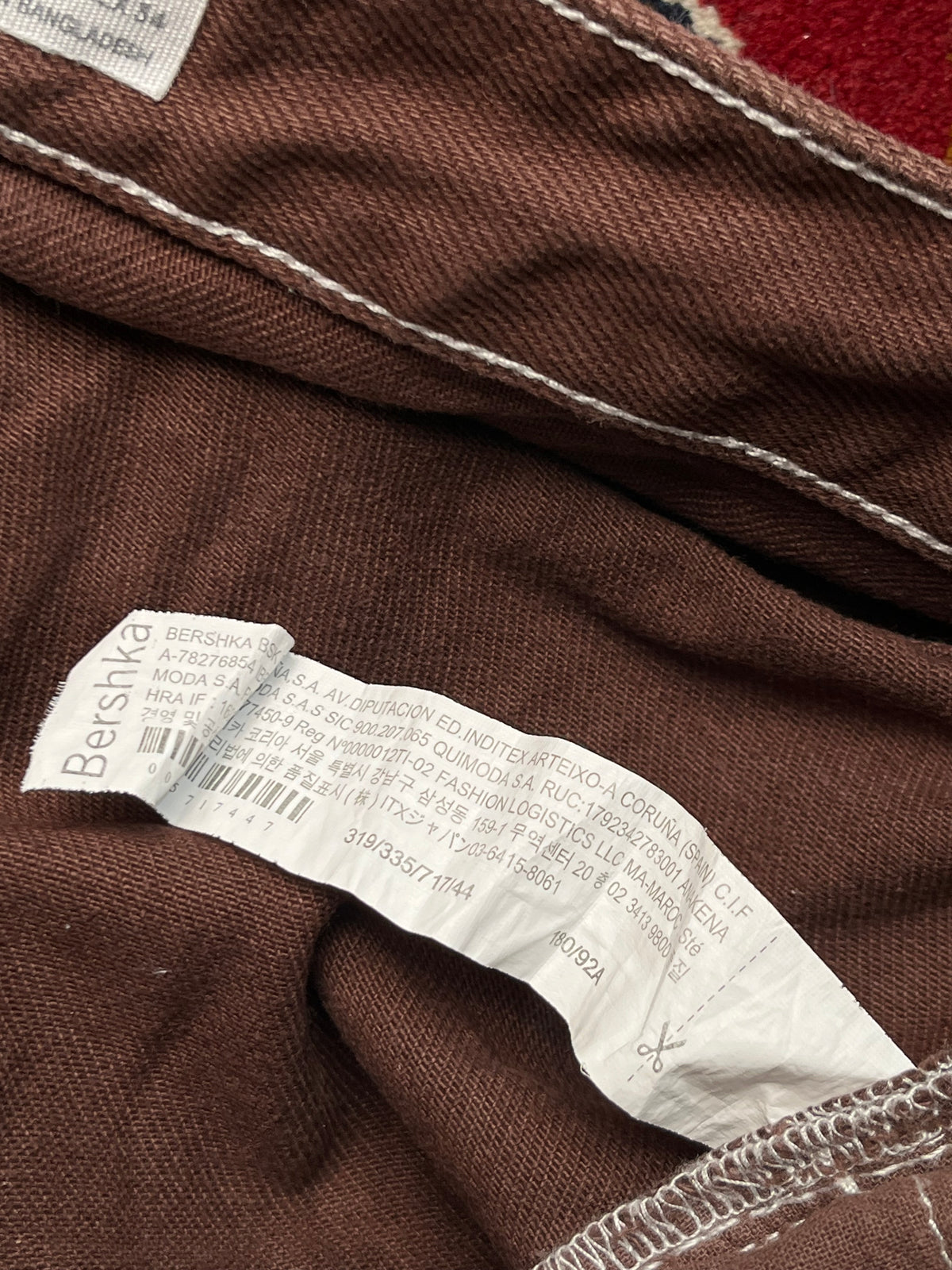 Bershka 90s Wide Fit Contrast Stitch Brown JEANS - 34