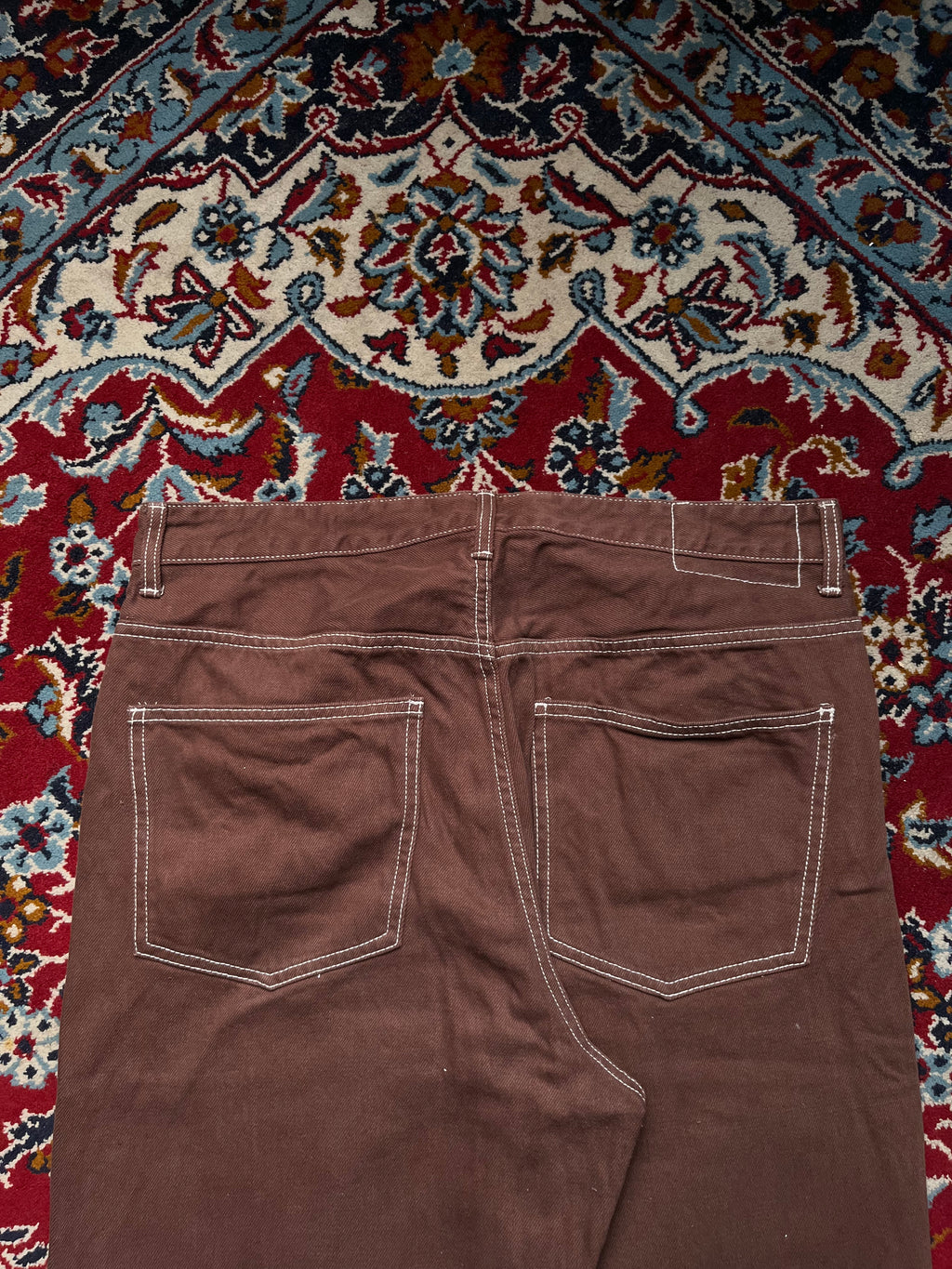 Bershka 90s Wide Fit Contrast Stitch Brown JEANS - 34