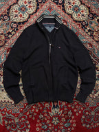 Tommy Hilfiger Ribbed Knit Cotton Mock Neck Zip Sweater- M