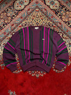Vintage Chemise Lacoste Wool Striped Crewneck Purple Knit Sweater- M
