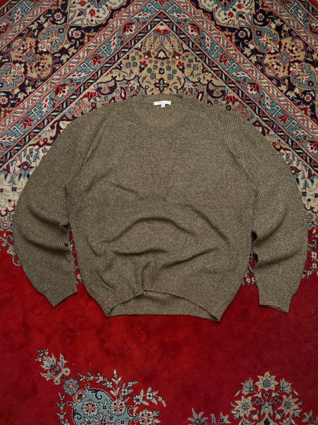KIIMUIR Chunky Knit Wood Green Crewneck Sweater - L