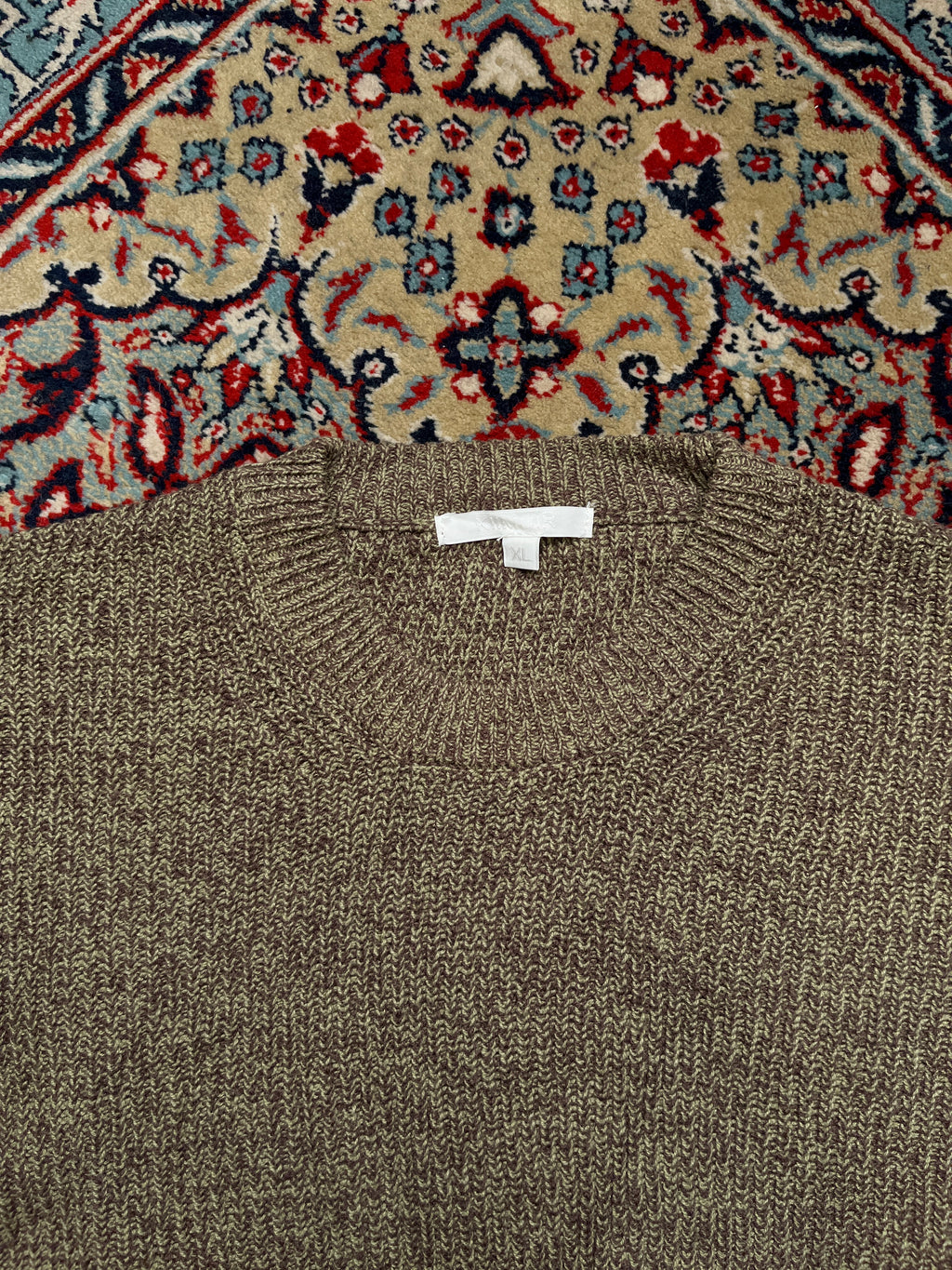 KIIMUIR Chunky Knit Wood Green Crewneck Sweater - L
