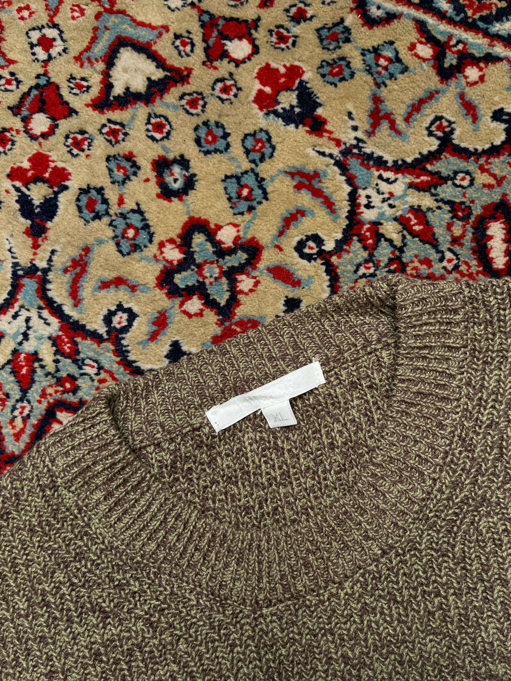 KIIMUIR Chunky Knit Wood Green Crewneck Sweater - L