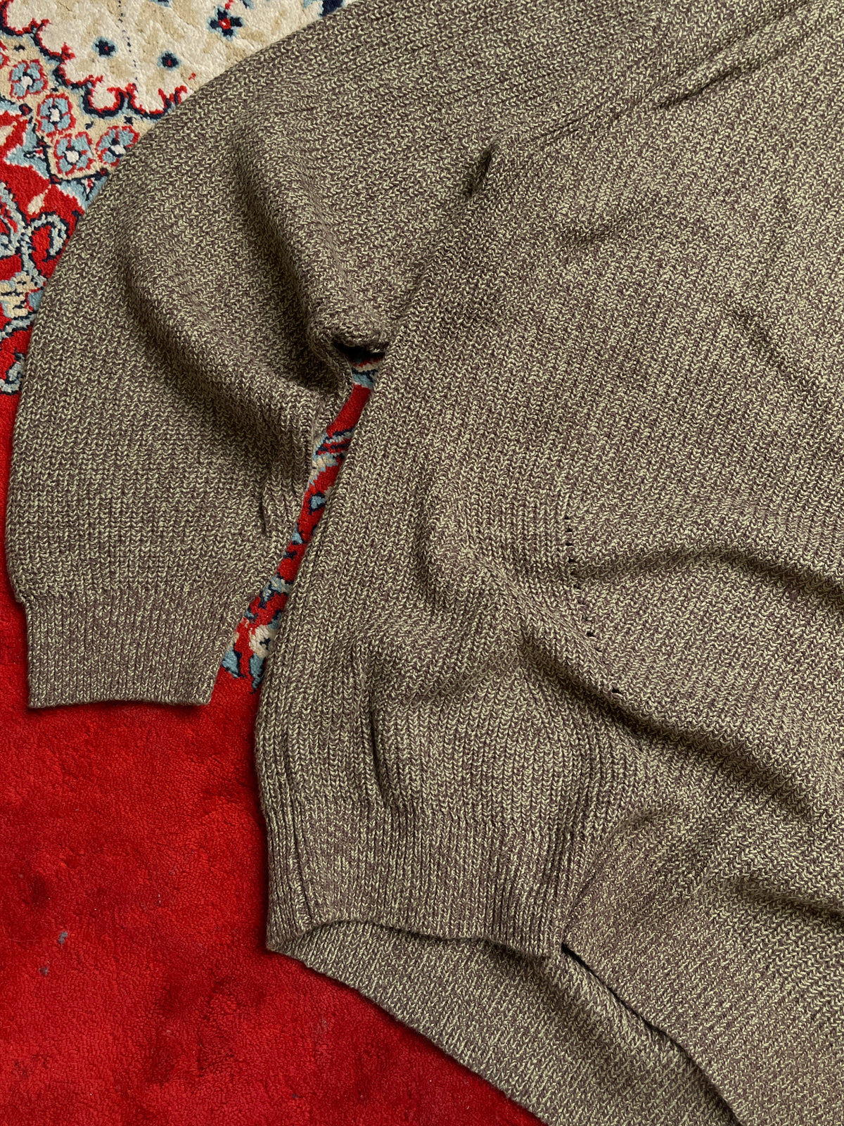 KIIMUIR Chunky Knit Wood Green Crewneck Sweater - L