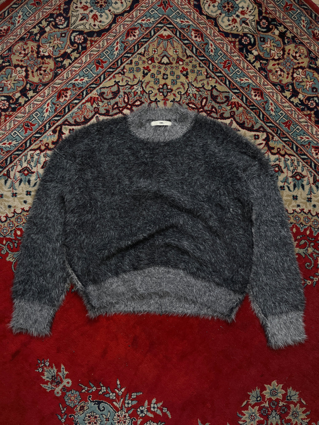 MMIC Charcoal Grey Fuzzy Super Soft Knit Oversized Pullover Sweater - M