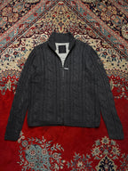Calvin Klein Jeans Charcoal Wool Zip Cable Knit Sweater - L