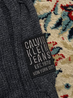 Calvin Klein Jeans Charcoal Wool Zip Cable Knit Sweater - L