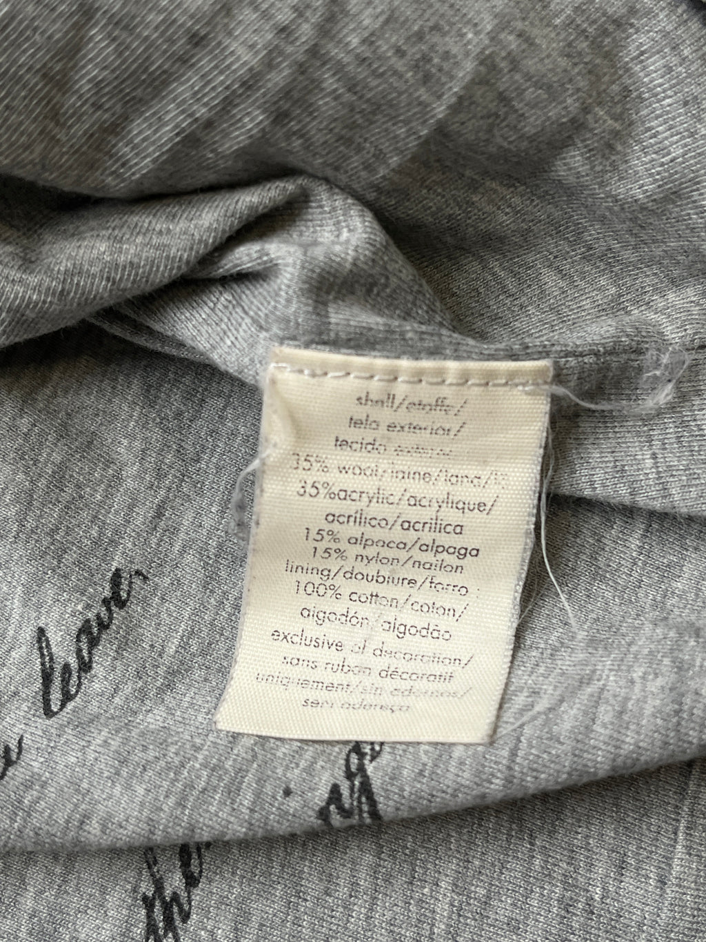 Calvin Klein Jeans Charcoal Wool Zip Cable Knit Sweater - L