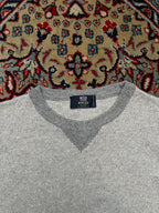 Boggi Milano Wool Grey Crewneck V-Stitch Knit Sweatshirt  - M