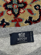 Boggi Milano Wool Grey Crewneck V-Stitch Knit Sweatshirt  - M