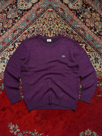 Lacoste Pure Wool Purple Flecked Knit Crewneck Pullover Sweater - L