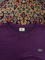 Lacoste Pure Wool Purple Flecked Knit Crewneck Pullover Sweater - L
