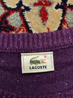 Lacoste Pure Wool Purple Flecked Knit Crewneck Pullover Sweater - L
