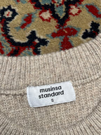 Musinsa Standard Relaxed Fit Oatmeal Ribbed Knit Crewneck Sweater - S