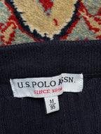 U.S. Polo Assn  Navy Blue Cotton Cable Knit Crewneck Sweater - M