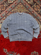 Ebbets Field Cotton Cable Knit Crewneck Sweater - L