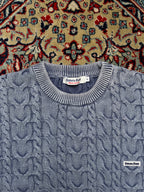 Ebbets Field Cotton Cable Knit Crewneck Sweater - L