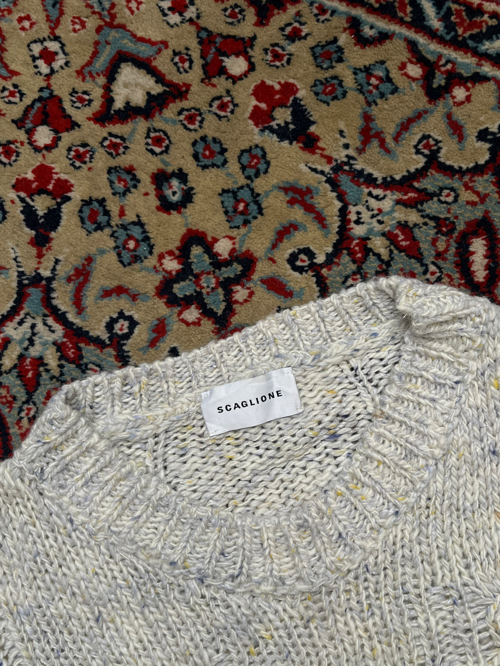 Scaglione Wool Cable Knit Crewneck Sweater - M