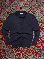 U.S. Polo Assn Navy Blue Cotton Cable Knit Polo Sweater - L