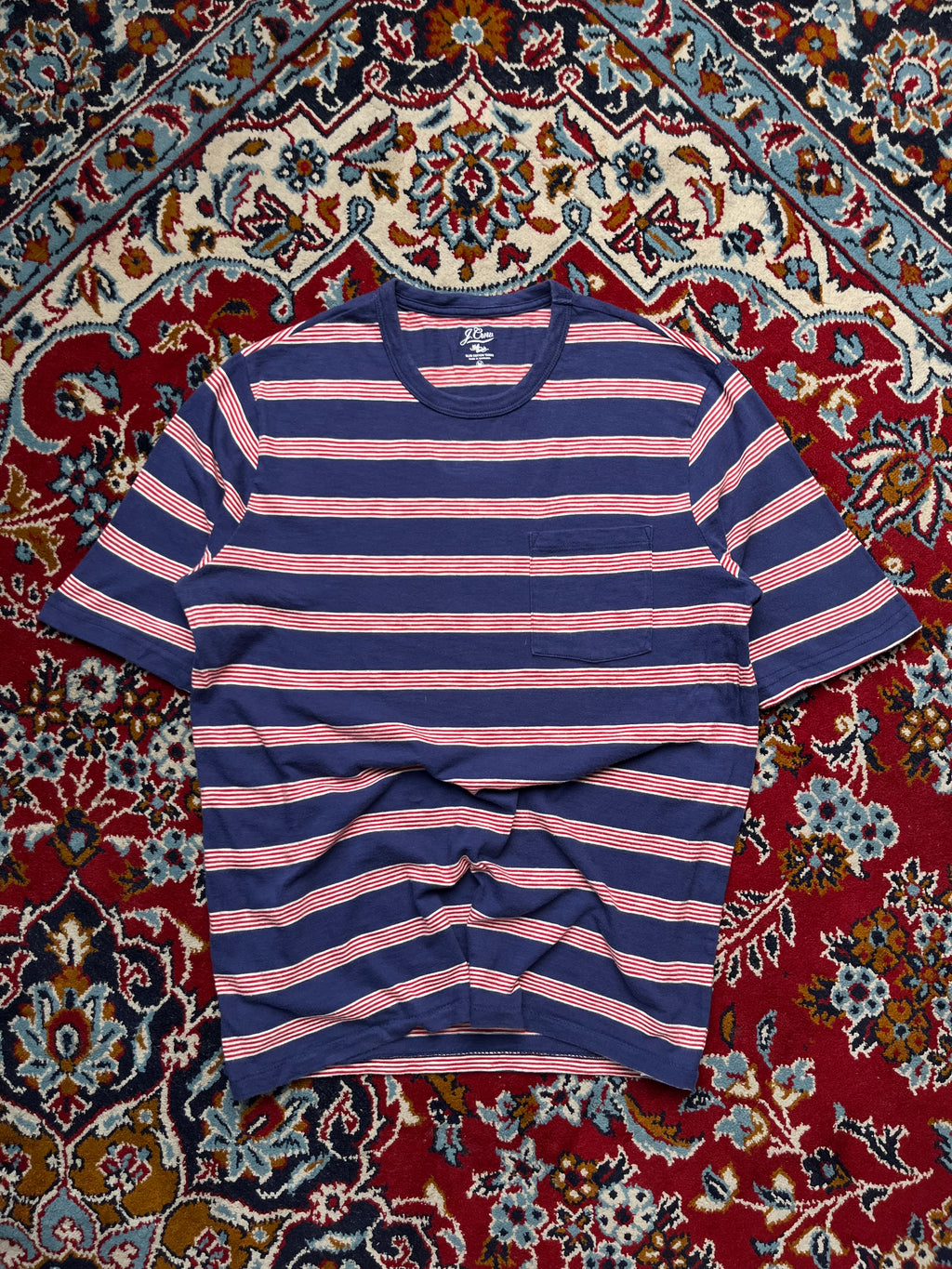 J.Crew Striped Slub Cotton Pocket Tee - M