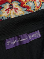 POLO  Ralph Lauren Purple Label Black Wool Silk Knit Polo Sweater - L