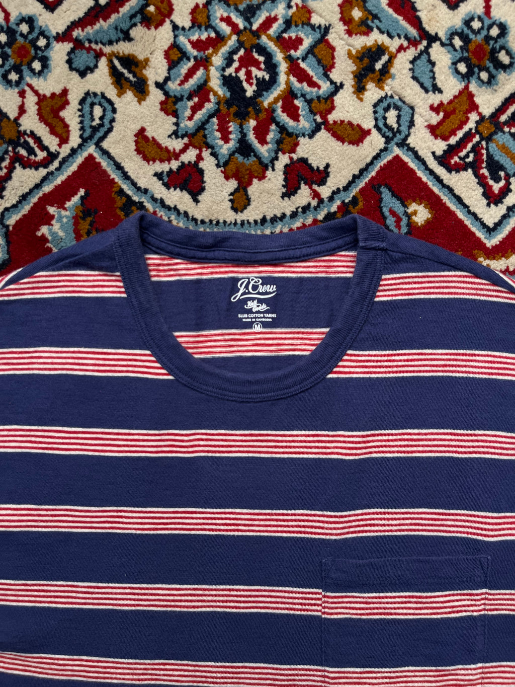 J.Crew Striped Slub Cotton Pocket Tee - M