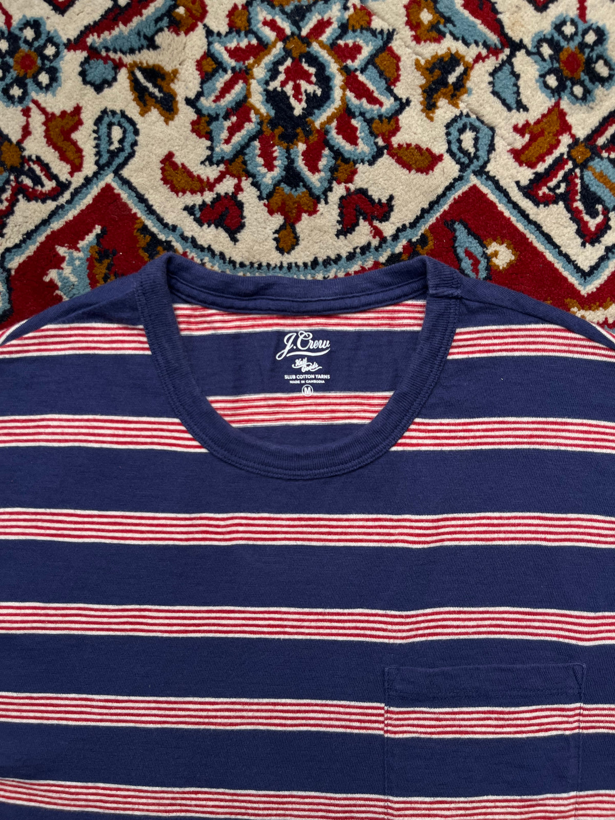 J.Crew Striped Slub Cotton Pocket Tee - M