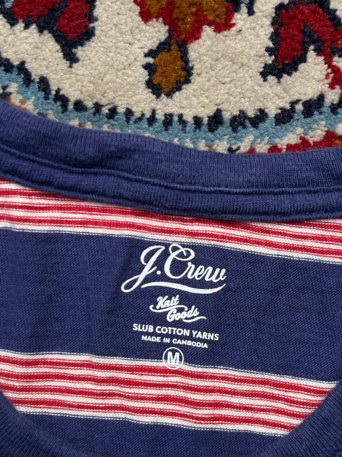 J.Crew Striped Slub Cotton Pocket Tee - M