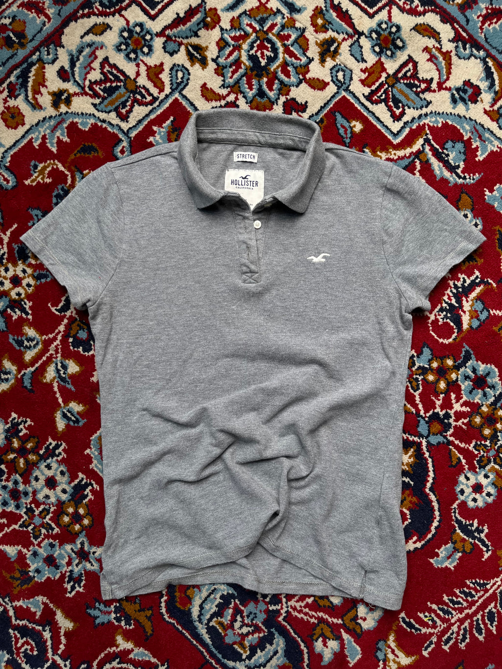 Hollister Grey Polo Women Tee - XS