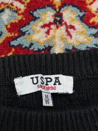 USPA U.S. Polo Assn Black Cotton Cable Knit Crewneck Sweater  - M