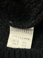 Wissy Lambswool Black Chunky Cable Knit Crewneck Sweater - L